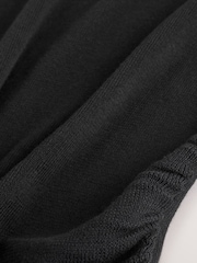 Black Soft Touch Cotton Rich Twist Shoulder Long Sleeve Jumper - Image 2 of 12