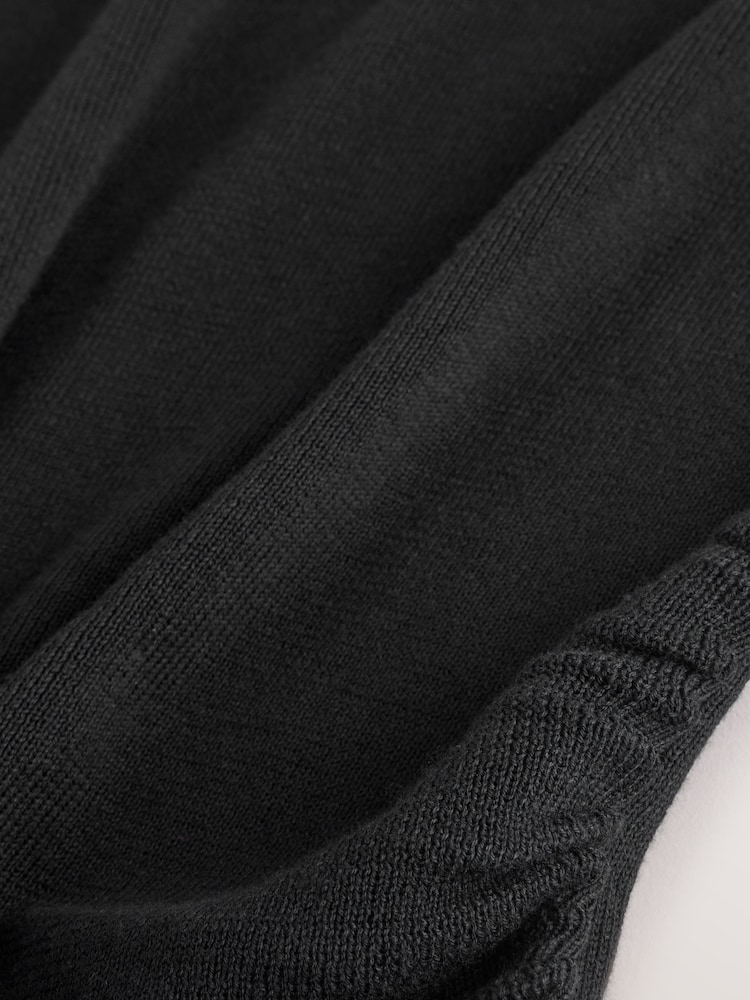 Black Soft Touch Cotton Rich Twist Shoulder Long Sleeve Jumper - Image 2 of 12