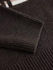 Chocolate Brown Sports Slogan V-Neck Knitted Jumper - Image 9 of 9