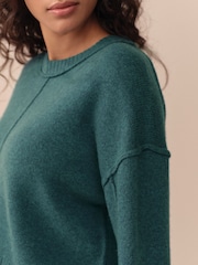 Teal Blue 100% Lambswool Crew Neck Jumper - Image 4 of 7