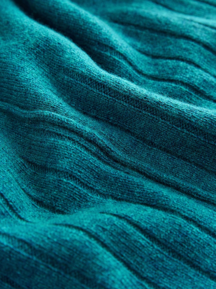 Teal Blue 100% Lambswool Crew Neck Jumper - Image 7 of 7