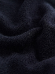 Navy Blue 100% Lambswool N.Premium Crew Neck Henley Jumper - Image 6 of 7