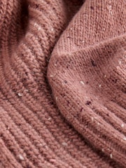 Blush Pink Nappy Cotton And Wool Blend Longline V-Neck Jumper - Image 7 of 8