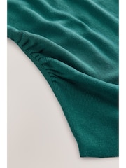 Teal Blue Soft Touch Cotton Rich Twist Shoulder Long Sleeve Jumper - Image 2 of 6