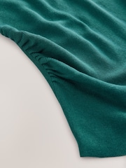 Teal Blue Soft Touch Cotton Rich Twist Shoulder Long Sleeve Jumper - Image 5 of 6