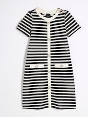 River Island Black Girls Stripe Button Shift Dress - Image 1 of 4
