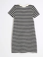 River Island Black Girls Stripe Button Shift Dress - Image 2 of 4