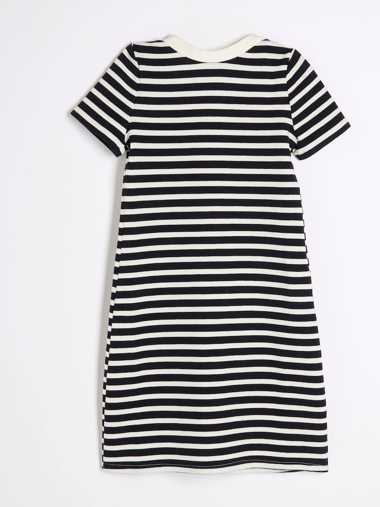 River Island Black Girls Stripe Button Shift Dress - Image 2 of 4