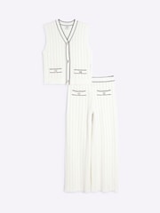 River Island Cream Girls Waistcoat Set - Image 1 of 5