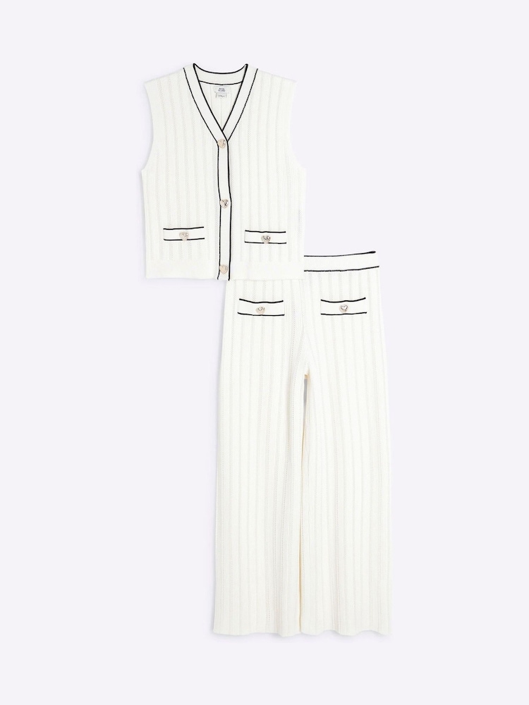 River Island Cream Girls Waistcoat Set - Image 1 of 5