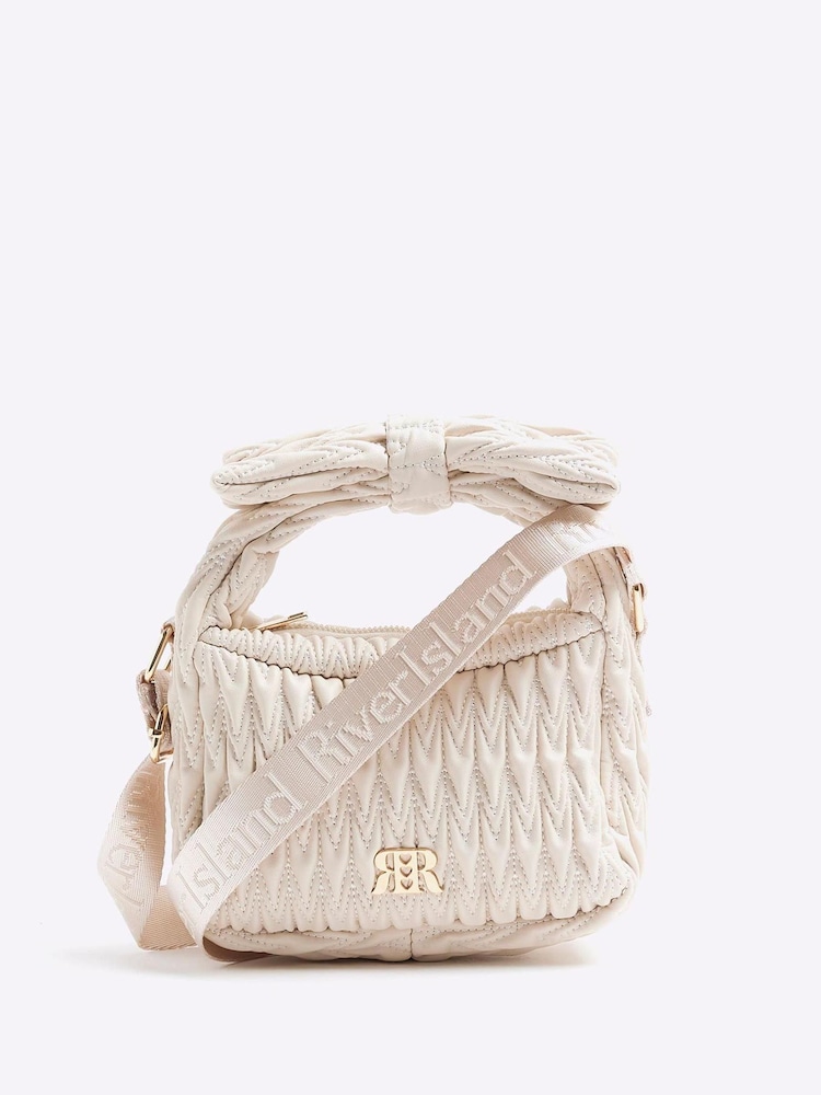 River Island Cream Girls Ruched Shoulder Bag - Image 1 of 5