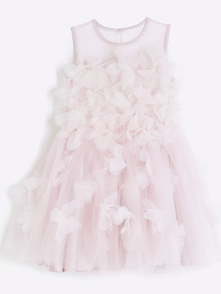 River Island Pink Girls Embellished Tulle Dress - Image 1 of 4