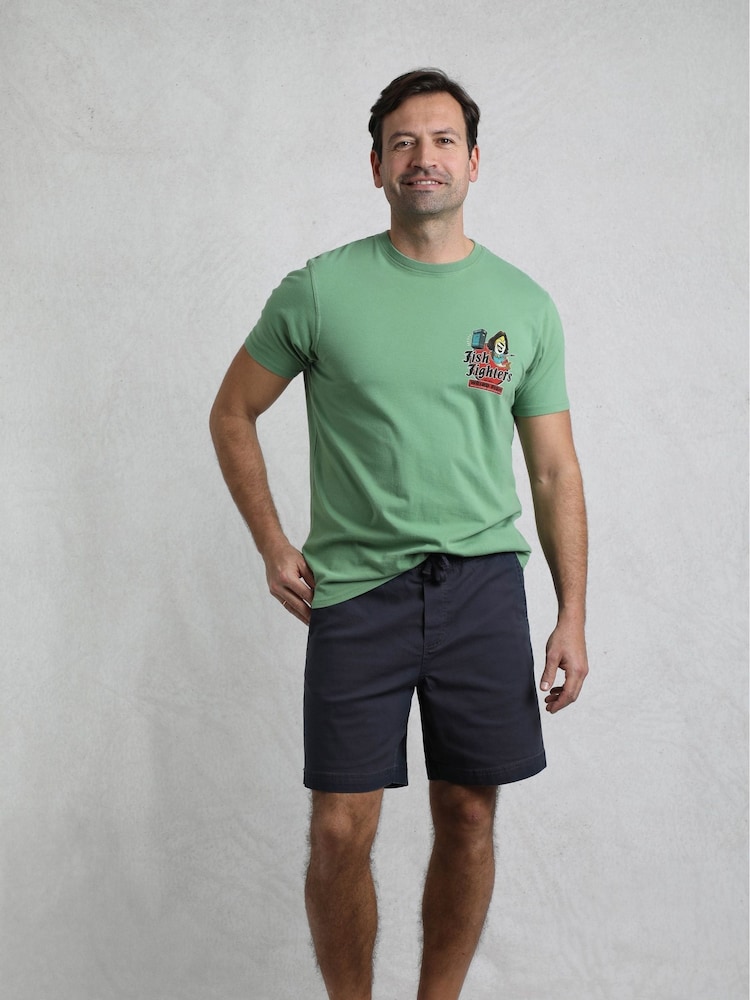 Weird Fish Blue Weston Relaxed Canvas 100% Cotton Shorts - Image 2 of 7