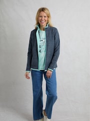 أزرق - Weird Fish Ariana Full Zip Grid Fleece Top - صورة 1 من 7