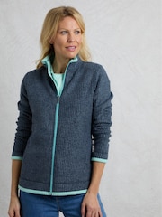 أزرق - Weird Fish Ariana Full Zip Grid Fleece Top - صورة 2 من 7