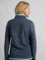 أزرق - Weird Fish Ariana Full Zip Grid Fleece Top - صورة 3 من 7