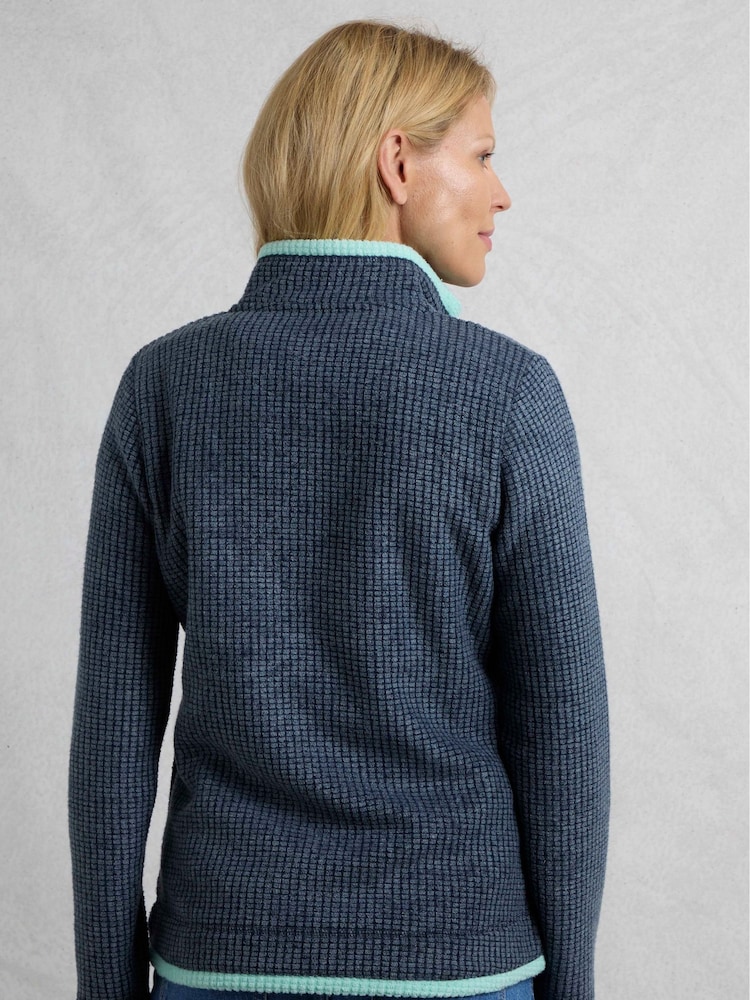 Blauw - Weird Fish Ariana Full Zip Grid Fleece Top - Image 3 of 7