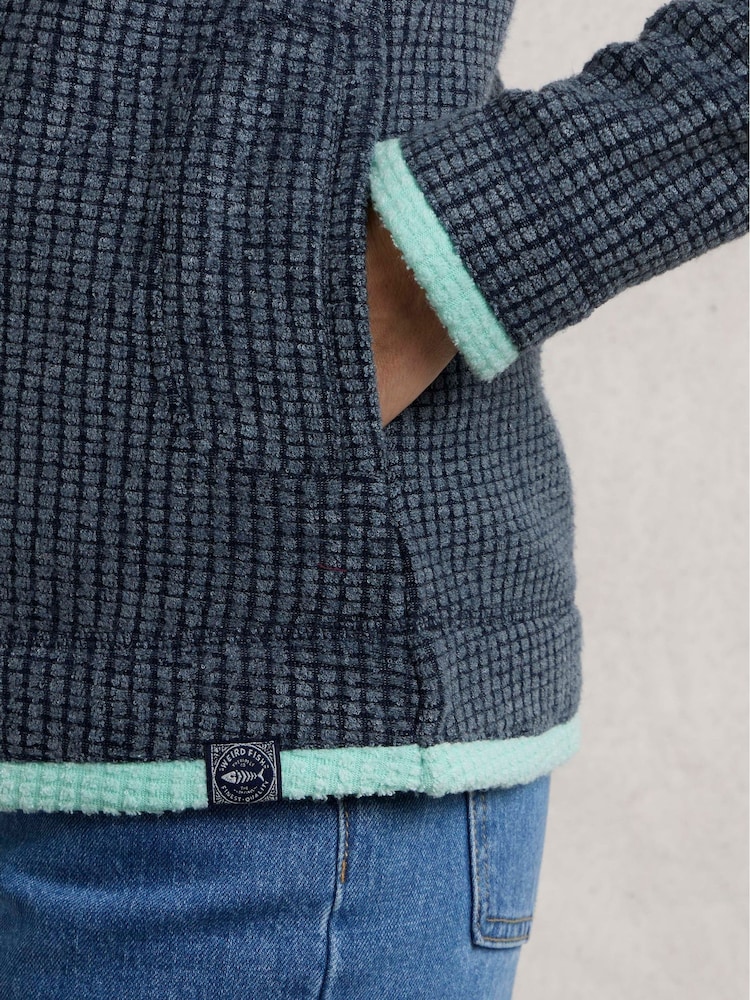 Blauw - Weird Fish Ariana Full Zip Grid Fleece Top - Image 4 of 7