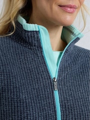 أزرق - Weird Fish Ariana Full Zip Grid Fleece Top - صورة 5 من 7
