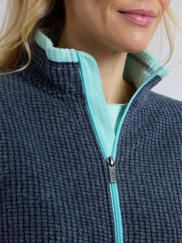 Blauw - Weird Fish Ariana Full Zip Grid Fleece Top - Image 5 of 7