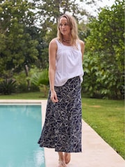 Weird Fish Blue Ares Printed Jerset A-Line Maxi Skirt - Image 1 of 7