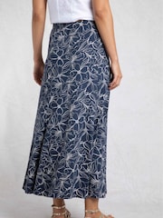 Weird Fish Blue Ares Printed Jerset A-Line Maxi Skirt - Image 2 of 7