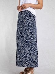 Weird Fish Blue Ares Printed Jerset A-Line Maxi Skirt - Image 4 of 7