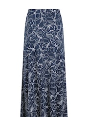 Weird Fish Blue Ares Printed Jerset A-Line Maxi Skirt - Image 6 of 7