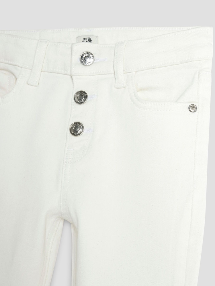 Blanc - River Island Jeans évasé boutonné sur le devant - Image 3 of 4