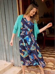 Weird Fish Blue Dilsha Viscose Printed Dress - Image 1 of 8