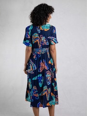Weird Fish Blue Dilsha Viscose Printed Dress - Image 2 of 8