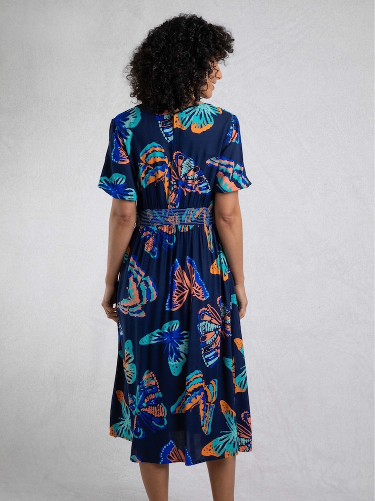 Weird Fish Blue Dilsha Viscose Printed Dress - Image 2 of 8