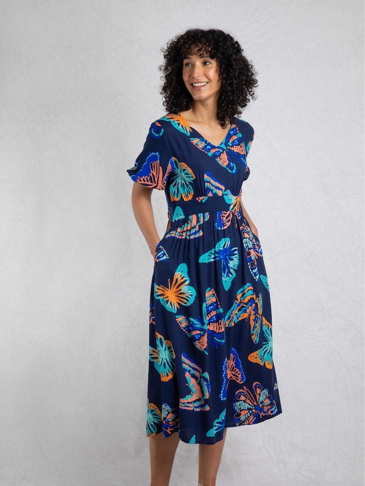 Weird Fish Blue Dilsha Viscose Printed Dress - Image 3 of 8