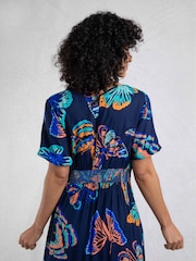Weird Fish Blue Dilsha Viscose Printed Dress - Image 5 of 8