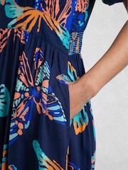 Weird Fish Blue Dilsha Viscose Printed Dress - Image 6 of 8