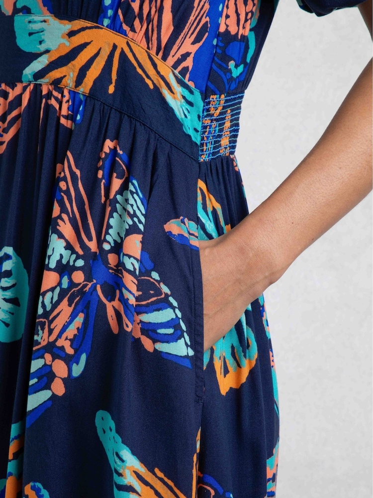 Weird Fish Blue Dilsha Viscose Printed Dress - Image 6 of 8