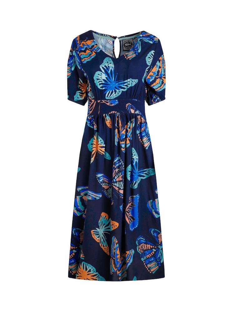 Weird Fish Blue Dilsha Viscose Printed Dress - Image 7 of 8