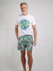 Weird Fish Blue Belukha Printed Swim Shorts - Image 4 of 8