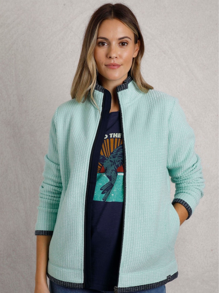أخضر - Weird Fish Ariana Full Zip Grid Fleece Top - صورة 2 من 7