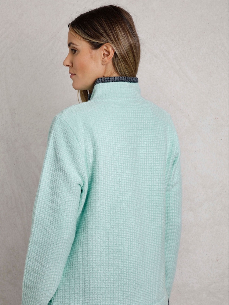 Weird Fish Green Ariana Full Zip Grid Fleece Top - Image 3 of 7