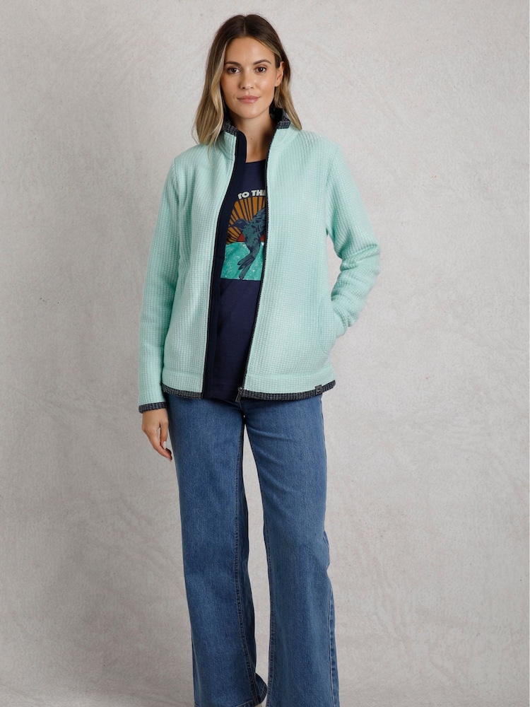 Weird Fish Green Ariana Full Zip Grid Fleece Top - Image 4 of 7