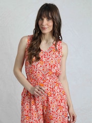 Weird Fish Red Mare Viscose Printed Playsuit - Image 1 of 7