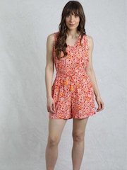 Weird Fish Red Mare Viscose Printed Playsuit - Image 3 of 7