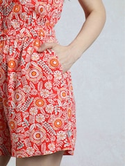 Weird Fish Red Mare Viscose Printed Playsuit - Image 5 of 7