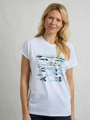 Weird Fish White Beach Run 100%  Cotton Graphic Slub T-Shirt - Image 4 of 7