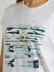 Weird Fish White Beach Run 100%  Cotton Graphic Slub T-Shirt - Image 5 of 7