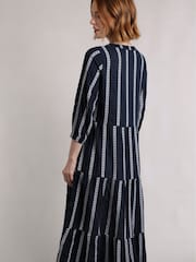Weird Fish Blue Emmy Striped Woven 100% Cotton Dress - Image 2 of 8