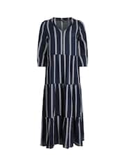 Weird Fish Blue Emmy Striped Woven 100% Cotton Dress - Image 7 of 8