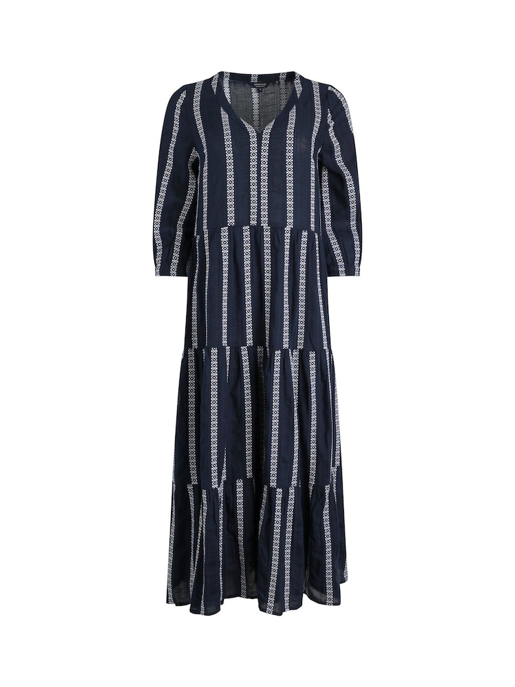 Weird Fish Blue Emmy Striped Woven 100% Cotton Dress - Image 7 of 8
