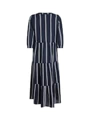 Weird Fish Blue Emmy Striped Woven 100% Cotton Dress - Image 8 of 8